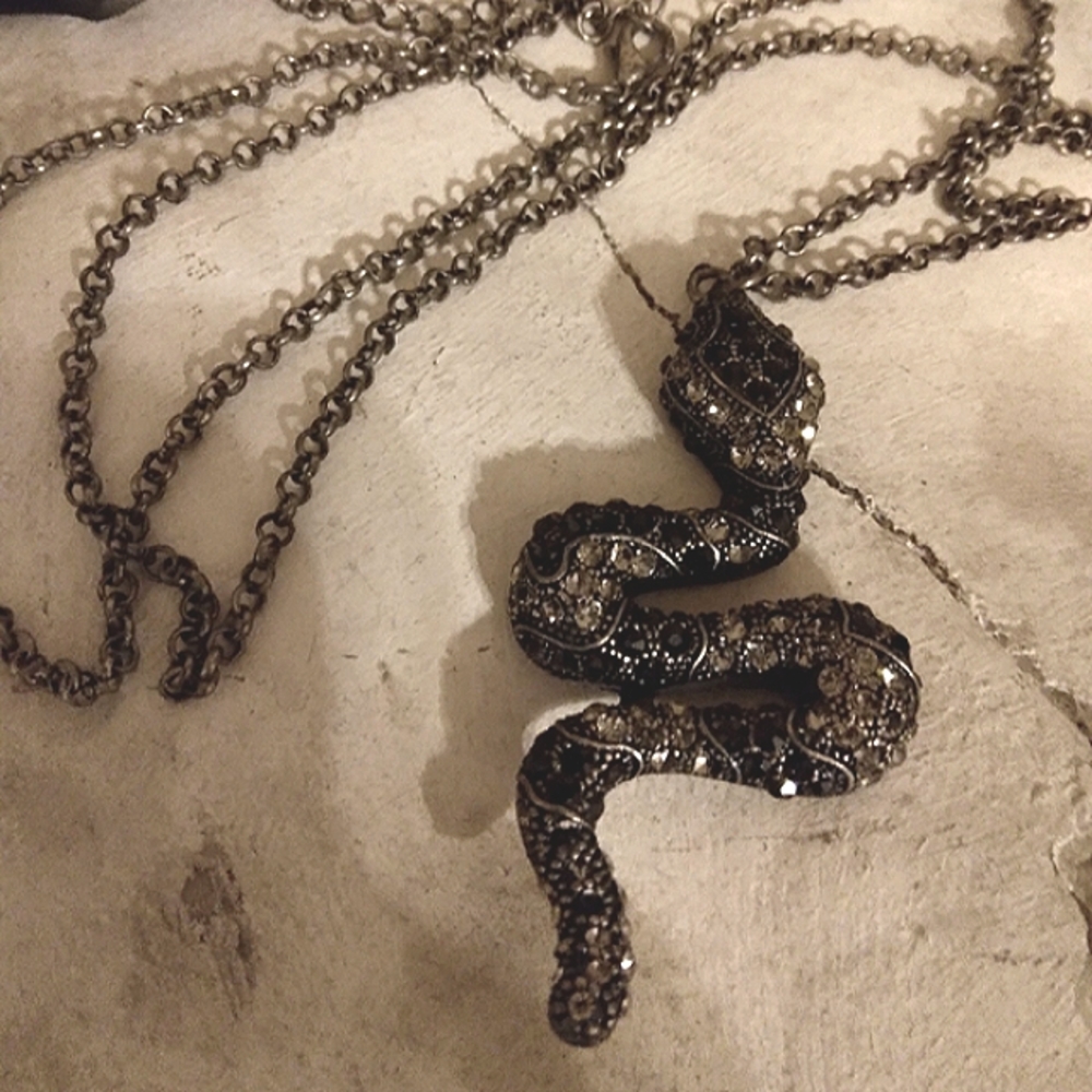 Heavy Red Gothic Snake Necklace